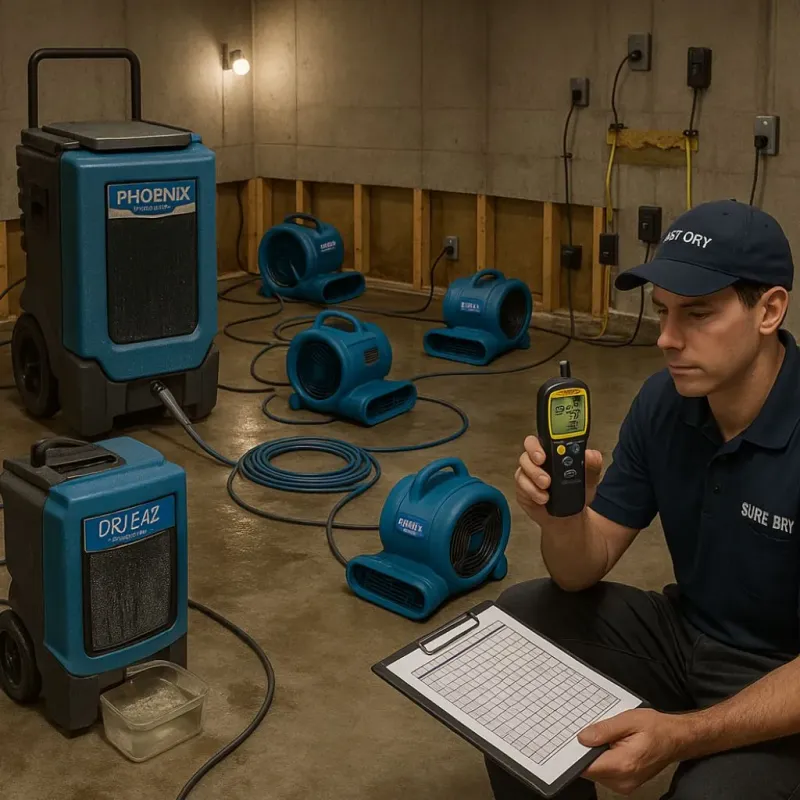 Structural Drying and Dehumidification process in Freeport, ME